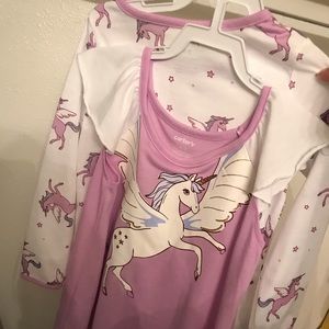 2 sets girls pajamas unicorns